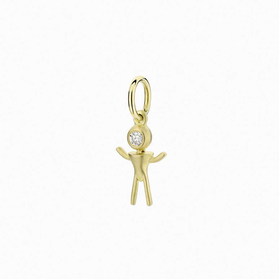 Een 18 krt geelgouden hanger van Antonio Bernardo  model My Boy met een diamant briljant geslepen